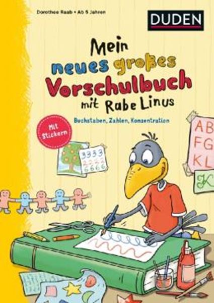 Picture of MEIN NEUES GROßES VORSCHULBUCH MIT RABE LINUS - BUCHSTABEN, ZAHLEN, KONZENTRATION -  IT STICKERN